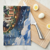 Siberian Husky Christmas Boat Holiday Theedoek (Quarter Fold)