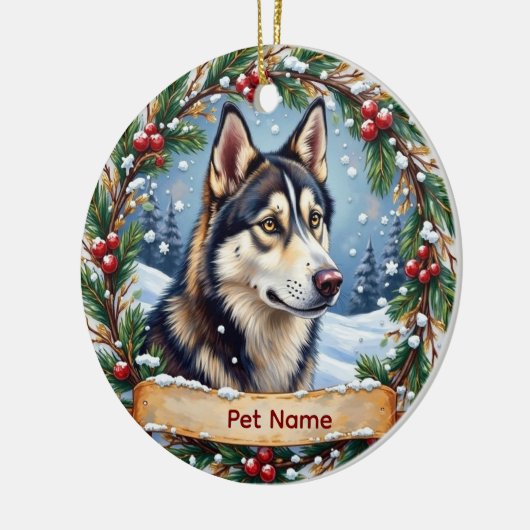 Siberian Husky Christmas Keramisch Ornament (Links)