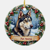 Siberian Husky Christmas Keramisch Ornament (Achterkant)