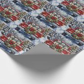 Siberian Husky Christmas Red Truck Holiday Cadeaupapier (Hoek)