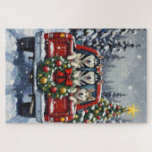 Siberian Husky Christmas Red Truck Holiday Legpuzzel (Horizontaal)