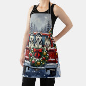 Siberian Husky Christmas Red Truck Holiday Schort (Insitu)