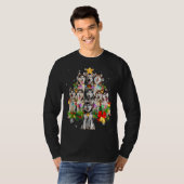 Siberian Husky Christmas Tree Dog Lights Pajamas X T-shirt (Voorkant volledig)