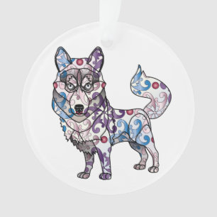 Siberian Husky Circle Ornament