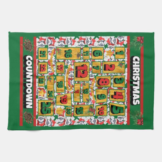 Siberian Husky Coundown Kerstmis Advent Calendar Theedoek (Horizontaal)