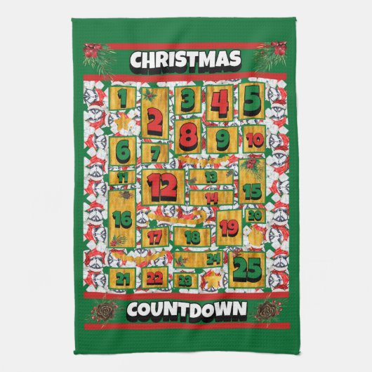 Siberian Husky Countdown Kerst Advent Kalendar Theedoek (Verticaal)