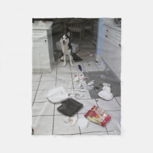 Siberian Husky Custom Fleece Blanket, klein