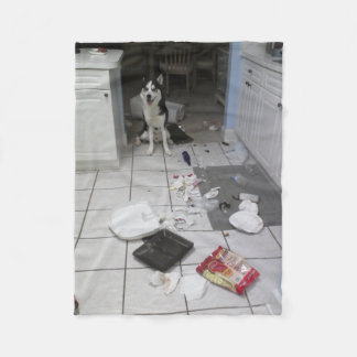 Siberian Husky Custom Fleece Blanket, klein