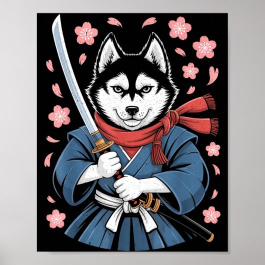 Siberian Husky Dad Cute Japanese Anime Stuff Samur Poster (Voorkant)