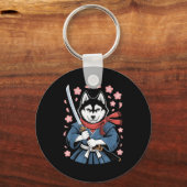 Siberian Husky Dad Cute Japanese Anime Stuff Samur Sleutelhanger (Voorkant)