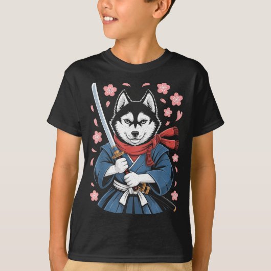 Siberian Husky Dad Cute Japanese Anime Stuff Samur T-shirt (Voorkant)