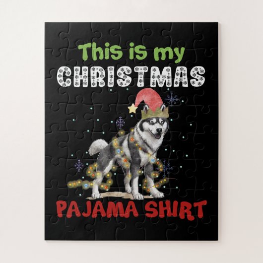 Siberian Husky Dit is mijn kerstpajama-programma Legpuzzel (Verticaal)