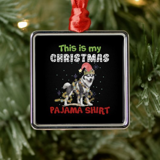 Siberian Husky Dit is mijn kerstpajama-programma Metalen Ornament (Boom)