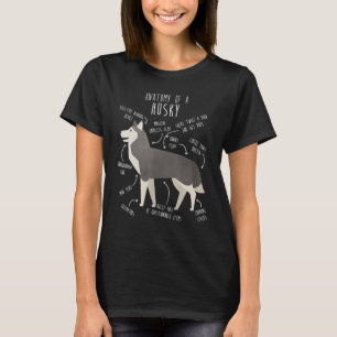Siberian Husky Dog Anatomy Grey Pet Mam Cute T-shirt
