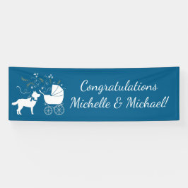 Siberian Husky Dog Baby shower Puppy Blue Boy Spandoek