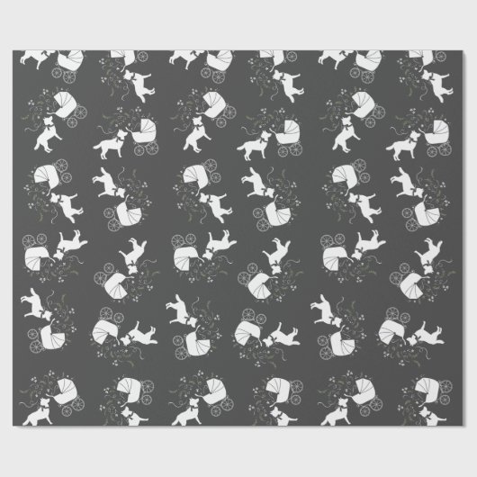 Siberian Husky Dog Baby shower Puppy Grey Cadeaupapier (Vlak)