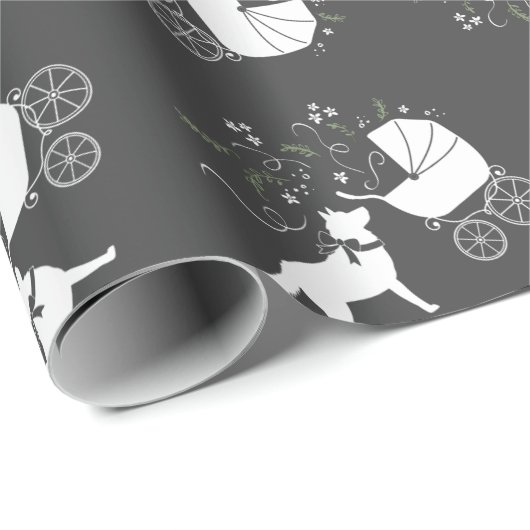 Siberian Husky Dog Baby shower Puppy Grey Cadeaupapier (Rol Hoek)