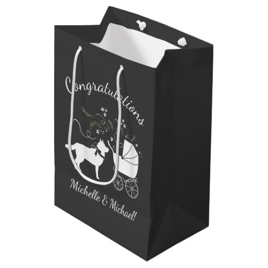 Siberian Husky Dog Baby shower Puppy Grey Medium Cadeauzakje (Voorkant Gekanteld)