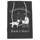 Siberian Husky Dog Baby shower Puppy Grey Medium Cadeauzakje (Voorkant)