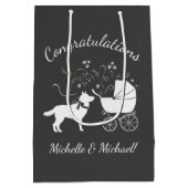 Siberian Husky Dog Baby shower Puppy Grey Medium Cadeauzakje (Achterkant)