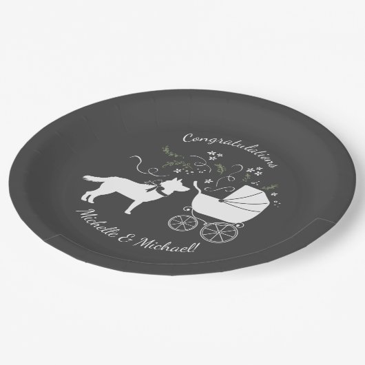 Siberian Husky Dog Baby shower Puppy Grey Papieren Bordje (Gekanteld)