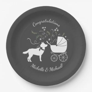 Siberian Husky Dog Baby shower Puppy Grey Papieren Bordje