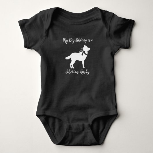 Siberian Husky Dog Baby shower Puppy Grey Romper (Voorkant)