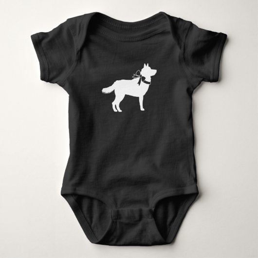 Siberian Husky Dog Baby shower Puppy Grey Romper (Voorkant)