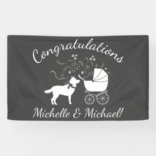 Siberian Husky Dog Baby shower Puppy Grey Spandoek (Horizontaal)