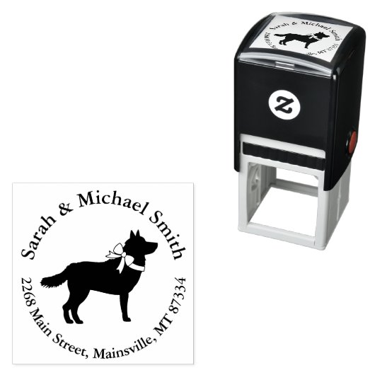 Siberian Husky Dog Baby shower Puppy Grey Zelfinktende Stempel (In situ)