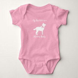 Siberian Husky Dog Baby shower Puppy Pink Girl Romper