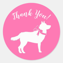 Siberian Husky Dog Baby shower Puppy Pink Girl Ronde Sticker