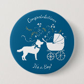 Siberian Husky Dog Baby shower Ronde Button 7,6 Cm (Voorkant)