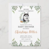 Siberian Husky Dog Boy Boho Greenery Baby shower Kaart (Voorkant)