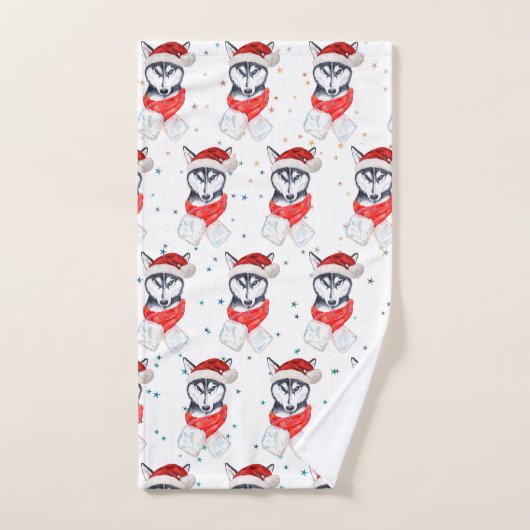 Siberian Husky Dog Breed Christmas Stars Handdoek (Handdoek)