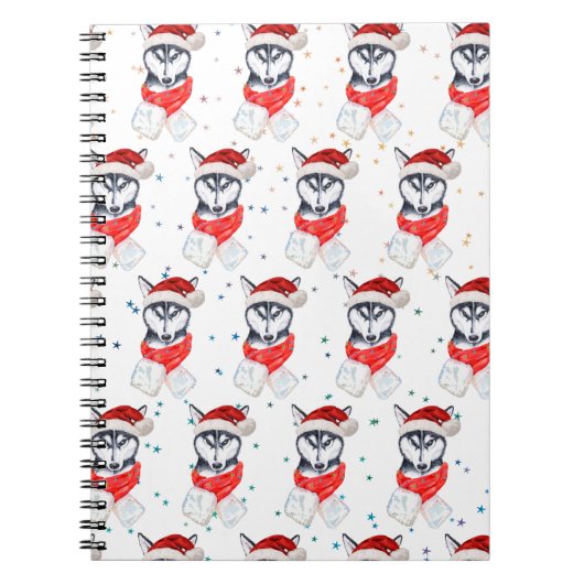 Siberian Husky Dog Breed Christmas Stars Notitieboek (Voorkant)