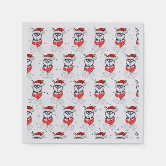 Siberian Husky Dog Breed Christmas Stars Servet (Voorkant)