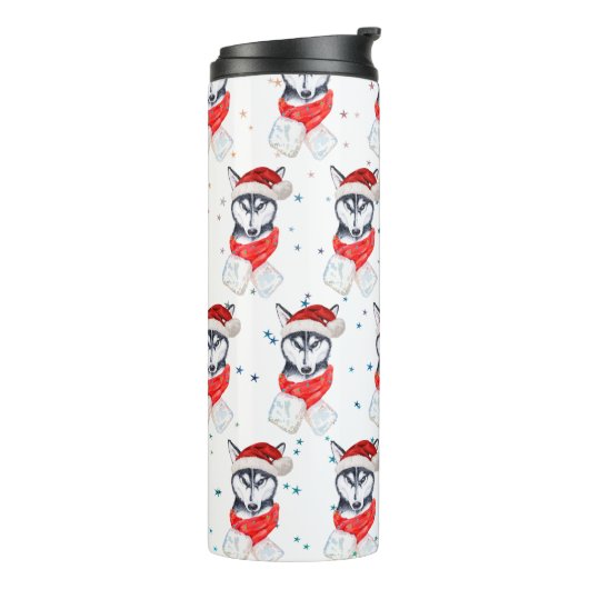 Siberian Husky Dog Breed Christmas Stars Thermosbeker (Gedraaid links)