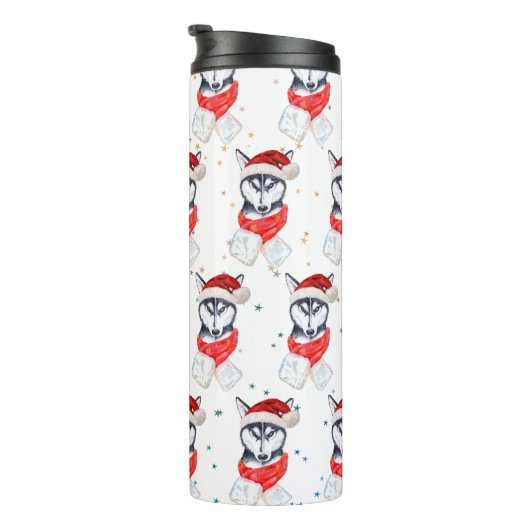 Siberian Husky Dog Breed Christmas Stars Thermosbeker (Geroteerd rechts)