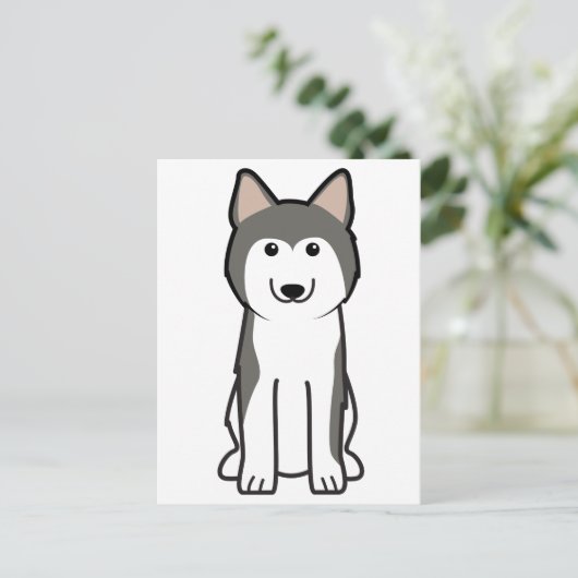 Siberian Husky Dog Cartoon Briefkaart (Staand voorkant)