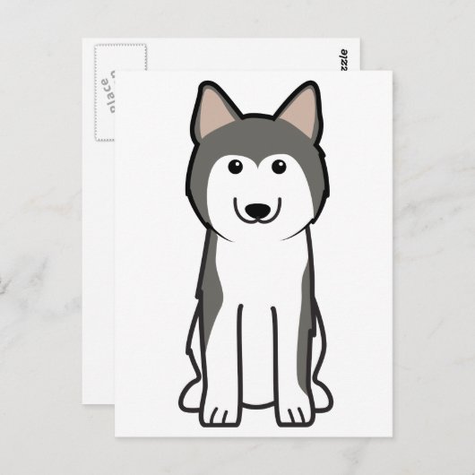 Siberian Husky Dog Cartoon Briefkaart (Voorkant / Achterkant)