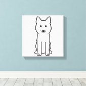 Siberian Husky Dog Cartoon Canvas Afdruk (Insitu (Houten vloer))