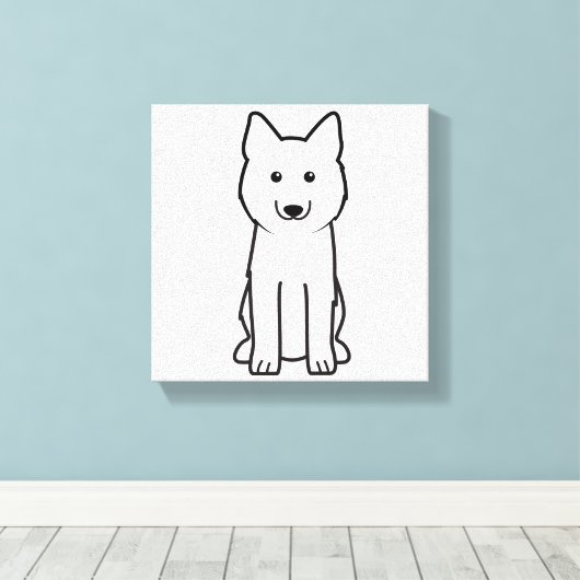 Siberian Husky Dog Cartoon Canvas Afdruk (Insitu (Houten vloer))