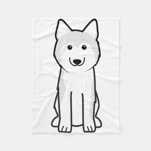 Siberian Husky Dog Cartoon Fleece Deken (Voorkant)