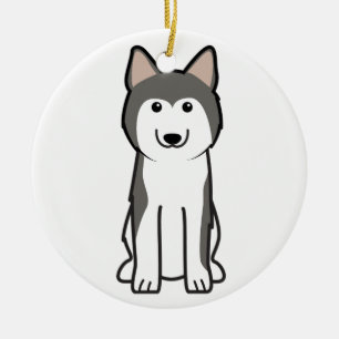Siberian Husky Dog Cartoon Keramisch Ornament