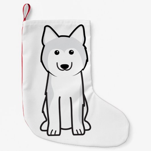 Siberian Husky Dog Cartoon Kleine Kerstsok (Voorkant)