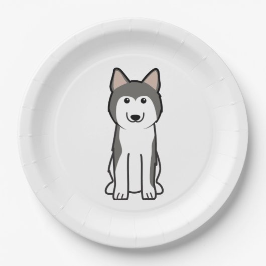 Siberian Husky Dog Cartoon Papieren Bordje (Voorkant)