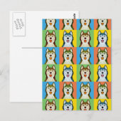 Siberian Husky Dog Cartoon Pop-Art Briefkaart (Voorkant / Achterkant)