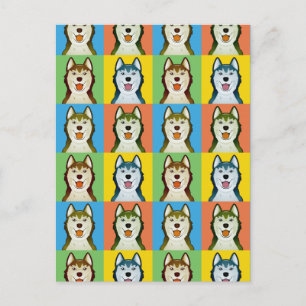 Siberian Husky Dog Cartoon Pop-Art Briefkaart