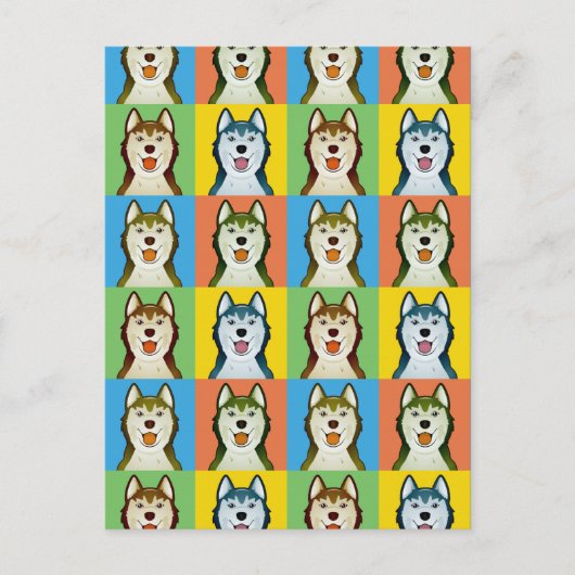 Siberian Husky Dog Cartoon Pop-Art Briefkaart (Voorkant)